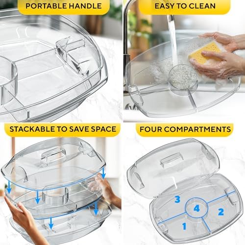 Ice Chilled Serving Tray for Parties, Fruit Tray with Ice Bottom, 15 in in Transparent, alternate view 5