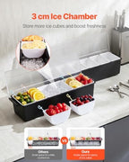 Ice Cooled Condiment Serving Container, 6 Compartments Chilled Server, Fruit Veggie Condiment Caddy, Plastic, alternate view