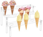 Ice Cream Cone Holder, 3 Tier Acrylic Cupcake Stand, 15 Holes in Clear