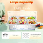 Ice Food Serving Display Tray,6 Pans Buffet Cold Serving Cooler Platter with Clear Roll Top Cover, Cooling Food, alternate
