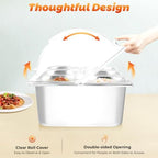Ice Food Serving Display Tray,6 Pans Buffet Cold Serving Cooler Platter with Clear Roll Top Cover, Cooling Food, alternate