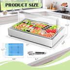 Ice Food Serving Display Tray with Clear Roll Top Cover, 1 x 1 Pan(Full Pan) in Silver, alternate view 2