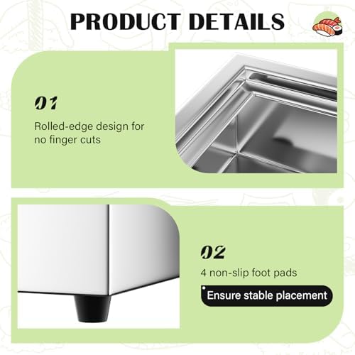 Ice Food Serving Display Tray with Clear Roll Top Cover, 1 x 1 Pan(Full Pan) in Silver, alternate view 4