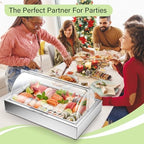 Ice Food Serving Display Tray with Clear Roll Top Cover, 1 x 1 Pan(Full Pan) in Silver, alternate view 6