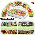 Ice Food Serving Display Tray with Clear Roll Top Cover, 1 x 1 Pan(Full Pan) in Silver, alternate view 7