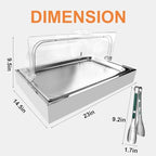 Ice Food Serving Display Tray with Clear Roll Top Cover & 2 Stainless Steel Tongs, Chilled Buffet Server Food, alternate view