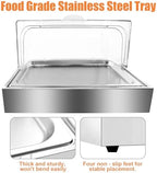Ice Food Serving Display Tray with Clear Roll Top Cover & 2 Stainless Steel Tongs, Chilled Buffet Server Food, alternate view