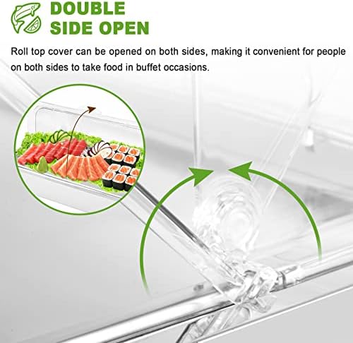 Ice Food Serving Display Tray with Clear Roll Top Cover Buffet Cold Serving Cooler Platter w/ 2 Ice Packs, alternate view 4