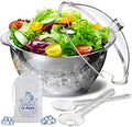 Iced Salad Bowl, 4.5 Qt Large Chilled Serving Bowl with Lid for Parties, Ice Bowls to Keep Veggie, Fruit