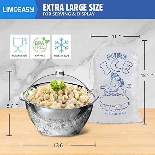 Iced Salad Bowl, 4.5 Qt Large Chilled Serving Bowl with Lid for Parties, Ice Bowls to Keep Veggie, Fruit, alternate view 2