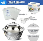 Iced Salad Bowl, 4.5 Qt Large Chilled Serving Bowl with Lid for Parties, Ice Bowls to Keep Veggie, Fruit, alternate view 3
