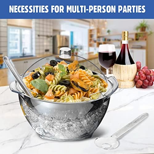 Iced Salad Bowl, 4.5 Qt Large Chilled Serving Bowl with Lid for Parties, Ice Bowls to Keep Veggie, Fruit, alternate view 4