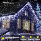 Icicle Christmas Lights Outdoor,520 LED 49.2FT 8 Modes with 80 Drops Cool White Icicle Lights, Remote Control, alternate view
