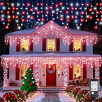 Icicle Christmas Lights Outdoor - 66FT 640 LED Icicle Lights for Outside with 8 Modes, 120 Drops Waterproof