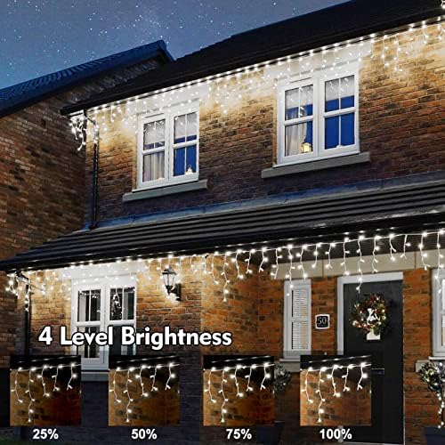 Icicle Christmas Lights Outdoor Decorations 640 LED 65.6 FT 8 Modes LED Icicle String Light with 120 Drops, alternate view 4