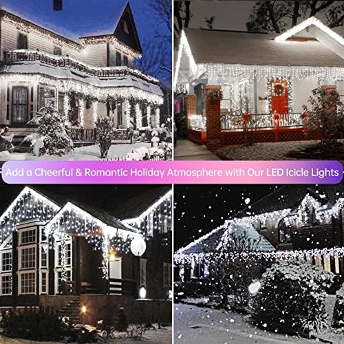 Icicle Christmas Lights Outdoor Decorations 640 LED 65.6 FT 8 Modes LED Icicle String Light with 120 Drops, alternate view 6
