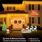 Icicle LED Christmas Lights Outdoor, 520 LED 49.2FT 8 Modes with 80 Drops Warm White Icicle Lights, Remote, alternate view 4