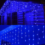 Icicle Lights 90 LED 10 ft Short Curtain Lights with 8 Modes Remote Control, Powerd by USB & Battery, alternate view 2