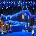 Icicle Lights for Outside, 16.5FT 200 LED Christmas Lights Outdoor, Blue in Blue