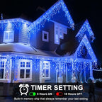 Icicle Lights for Outside, 16.5FT 200 LED Christmas Lights Outdoor, Blue in Blue, alternate view 2
