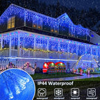 Icicle Lights for Outside, 16.5FT 200 LED Christmas Lights Outdoor, Blue in Blue, alternate view 3