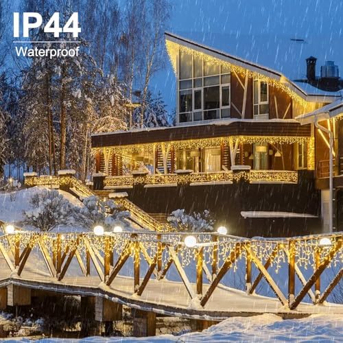 Icicle Lights for Outside, 2Pack Total 132FT 276 Drops 1472 LED Icicle Christmas Lights with Remote,8 Mode, alternate view 2