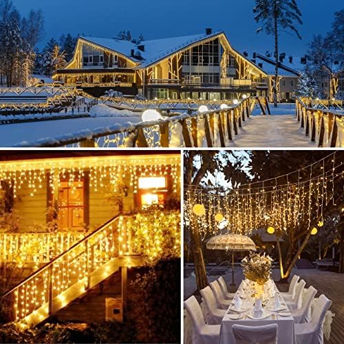 Icicle Lights for Outside, 2Pack Total 132FT 276 Drops 1472 LED Icicle Christmas Lights with Remote,8 Mode, alternate view 3