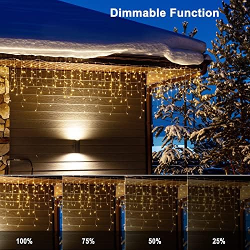 Icicle Lights for Outside, 2Pack Total 132FT 276 Drops 1472 LED Icicle Christmas Lights with Remote,8 Mode, alternate view 4