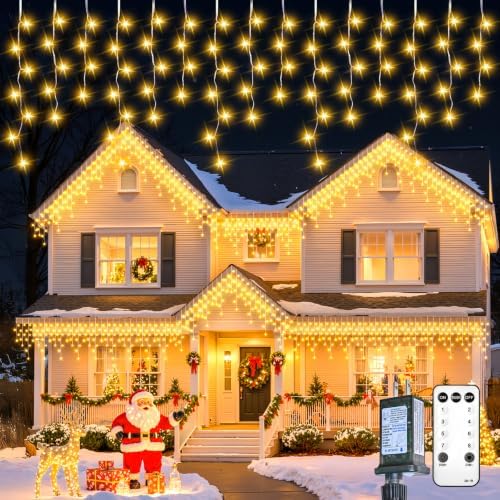 Icicle Lights for Outside - 66 FT 736 LED Icicle Christmas Lights Outdoor
