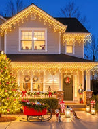 Icicle Lights for Outside - 66 FT 736 LED Icicle Christmas Lights Outdoor, alternate view 2