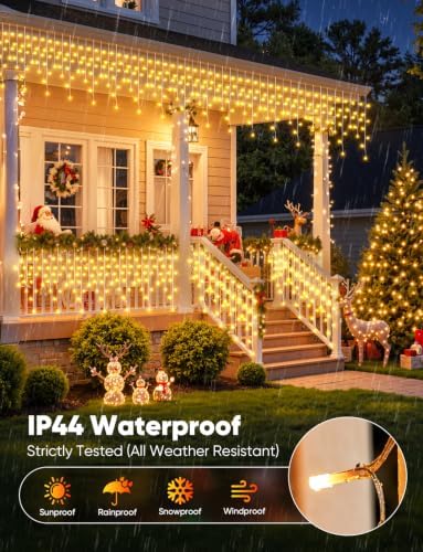Icicle Lights for Outside - 66 FT 736 LED Icicle Christmas Lights Outdoor, alternate view 4