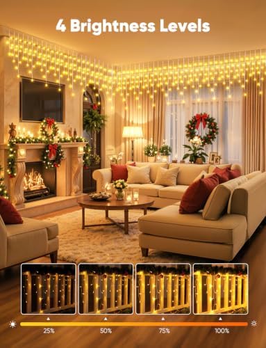 Icicle Lights for Outside - 66 FT 736 LED Icicle Christmas Lights Outdoor, alternate view 5