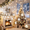 Icicle Lights Indoor,8.2 FT 80 LED Snowflakes Christmas Window Light