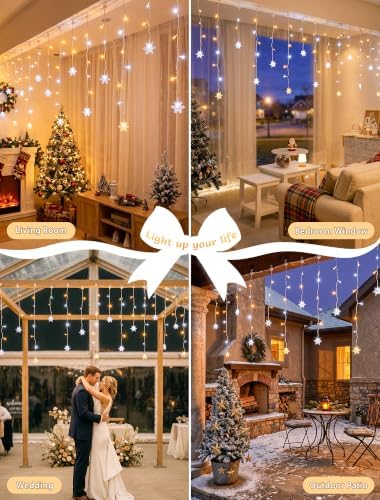 Icicle Lights Indoor,8.2 FT 80 LED Snowflakes Christmas Window Light, alternate view 2