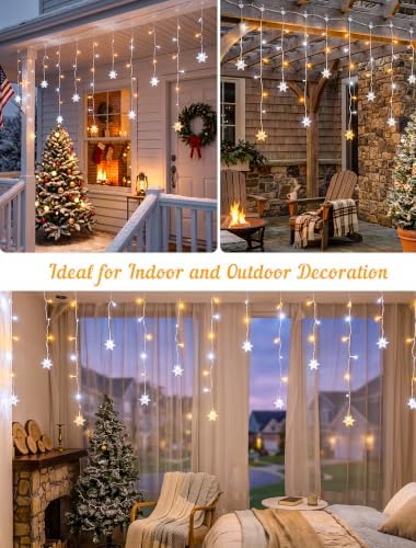 Icicle Lights Indoor,8.2 FT 80 LED Snowflakes Christmas Window Light, alternate view 3
