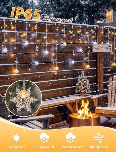 Icicle Lights Indoor,8.2 FT 80 LED Snowflakes Christmas Window Light, alternate view 7