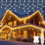 Icicle Lights Outdoor, 23FT 200 Connectable Icicle Christmas Lights in Warm White