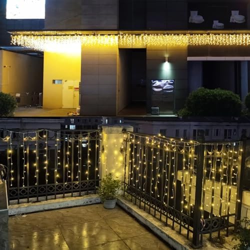 Icicle Lights Outdoor, 32.8 FT 400 LED 8 Modes Christmas String Fairy Lights with 80 Drops, Twinkle Waterproof, alternate