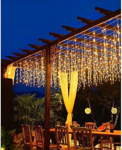 Icicle Lights Outdoor, 32.8 FT 400 LED 8 Modes Christmas String Fairy Lights with 80 Drops, Twinkle Waterproof, alternate