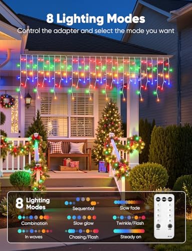 Icicle Lights Outdoor,40 FT 432 LED Icicle Christmas Lights with 81 Drops, alternate view 2