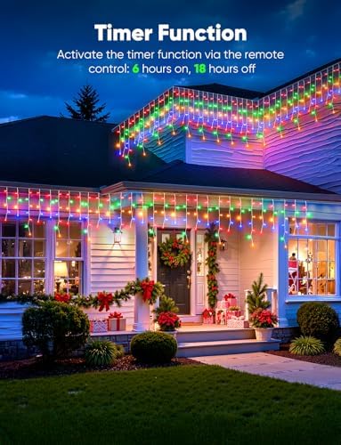 Icicle Lights Outdoor,40 FT 432 LED Icicle Christmas Lights with 81 Drops, alternate view 5