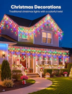 Icicle Lights Outdoor,40 FT 432 LED Icicle Christmas Lights with 81 Drops, alternate view 6