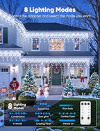 Icicle Lights Outdoor - 66 FT 736 LED Icicle Christmas Lights with 138 Drops, 8 Modes Christma String Light with, alternate