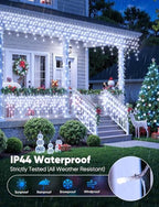 Icicle Lights Outdoor - 66 FT 736 LED Icicle Christmas Lights with 138 Drops, 8 Modes Christma String Light with, alternate
