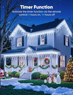 Icicle Lights Outdoor - 66 FT 736 LED Icicle Christmas Lights with 138 Drops, 8 Modes Christma String Light with, alternate