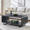 IFGET 48" Modern Coffee Table, 2-Tier Curved Center Table, Dark Grey in Dark Grey