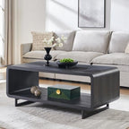 IFGET 48" Modern Coffee Table, 2-Tier Curved Center Table, Dark Grey in Dark Grey