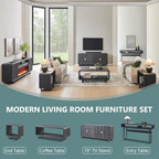 IFGET 48" Modern Coffee Table, 2-Tier Curved Center Table, Dark Grey in Dark Grey, alternate view 6