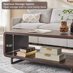 IFGET 48" Modern Coffee Table, 2-Tier Curved Center Table, Dark Walnut, alternate view 5
