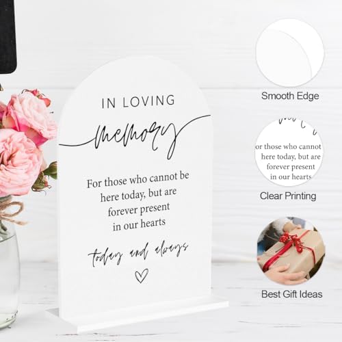 In Loving Memory Acrylic Sign, Loved Ones In Heaven Wedding Memorial Table Sign for Ceremony Modern Calligraphy, alternate